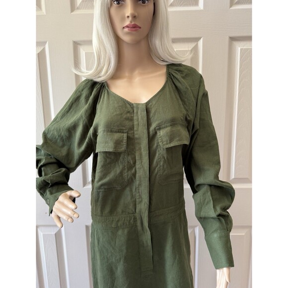 Banana Republic Linen Blend Utility Blend Romper In Treegrove Green Sz L New - Picture 4 of 8